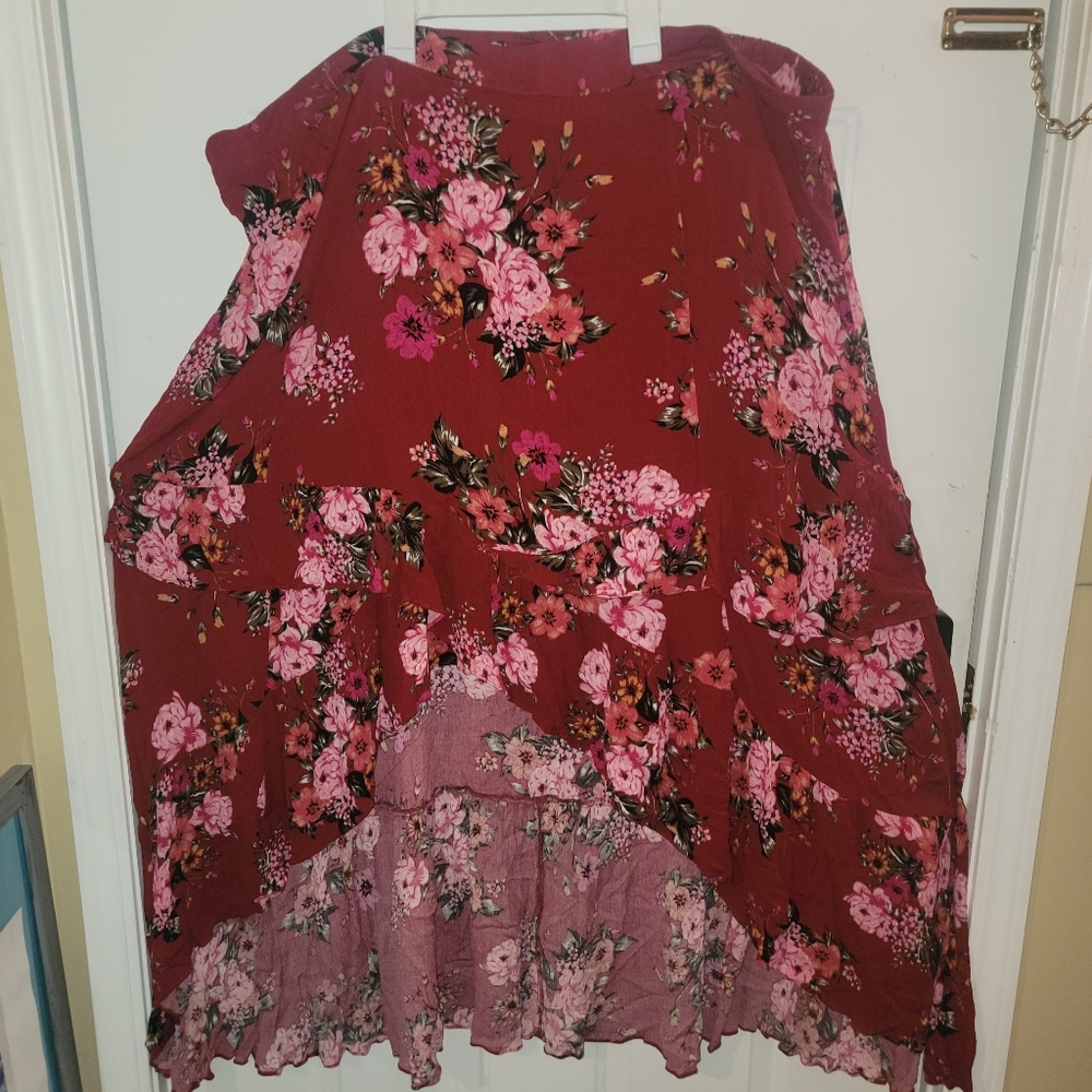 Floral high low ruffle skirt